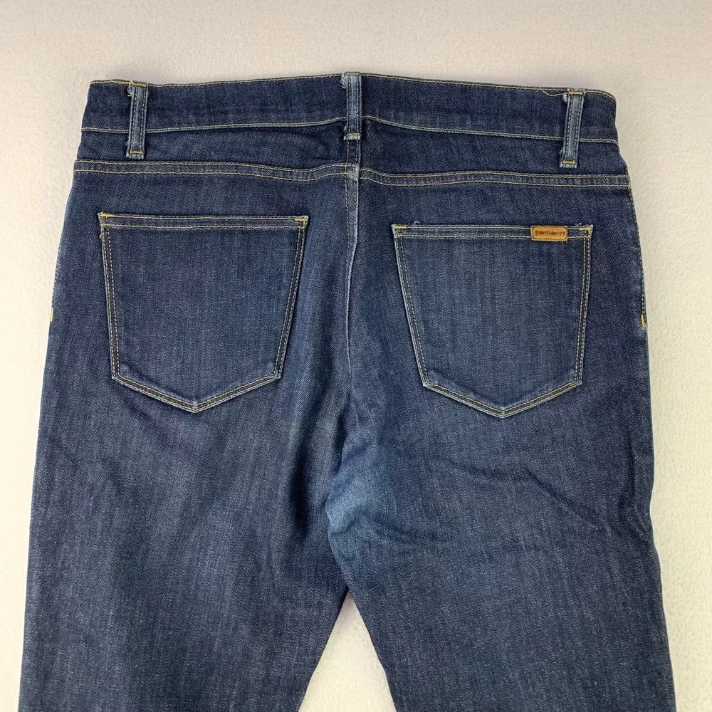 Carhartt WIP Riot Pant Jeans Mens 34x32 Dark Wash‎ Denim Stretch Workwear Slim